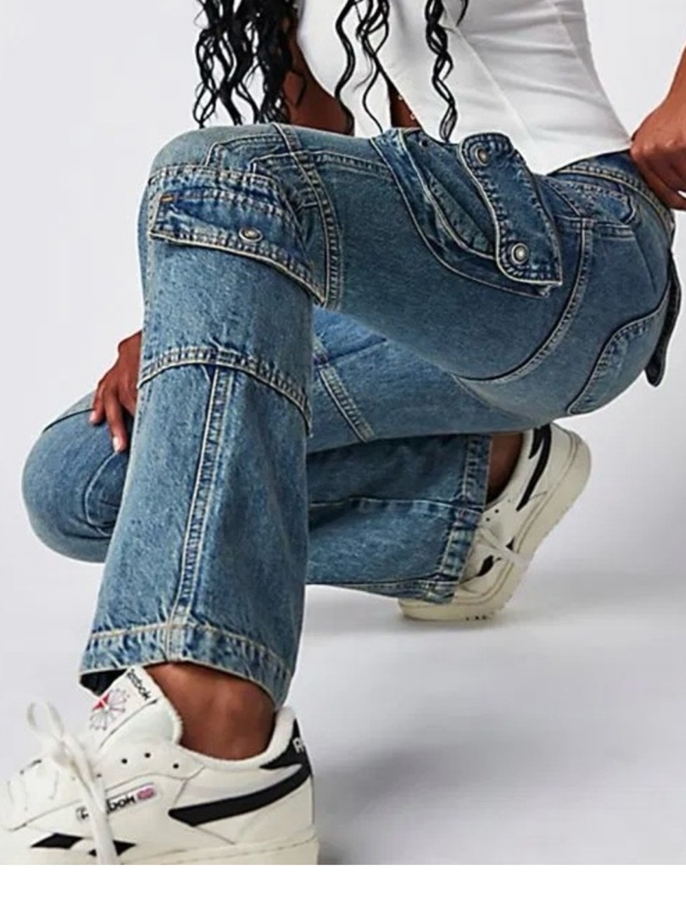NWT We The Free Call Me Crazy Cargo Jeans Size 30 - Picture 3 of 6